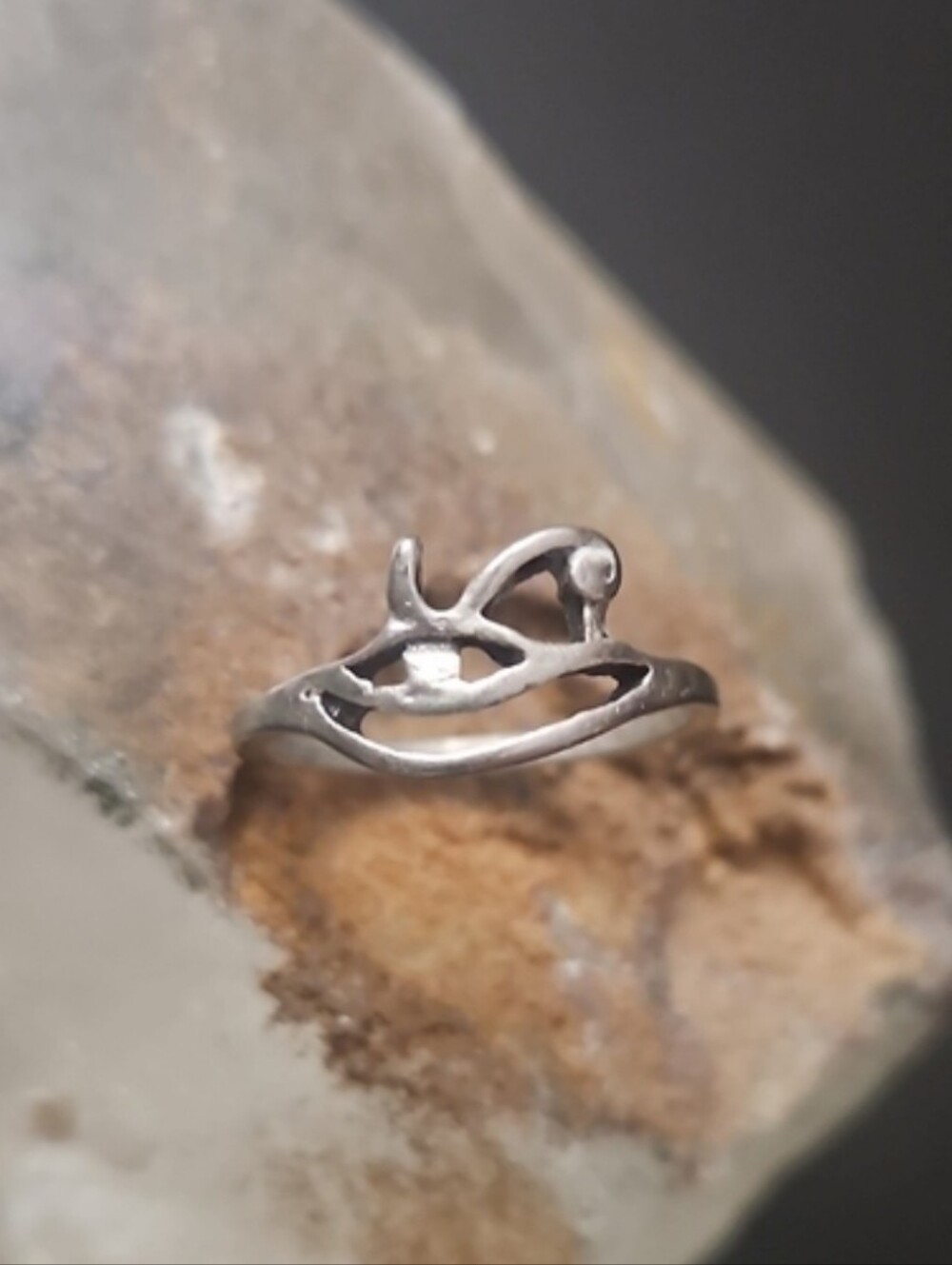 Vintage Coin Silver Eye Of Horus Ring Size 6